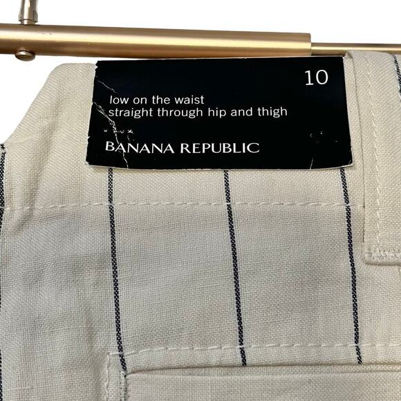Banana Republic Linen Blend Stripe Bermuda Shorts Size 10 White Coastal Nautical - Picture 6 of 9